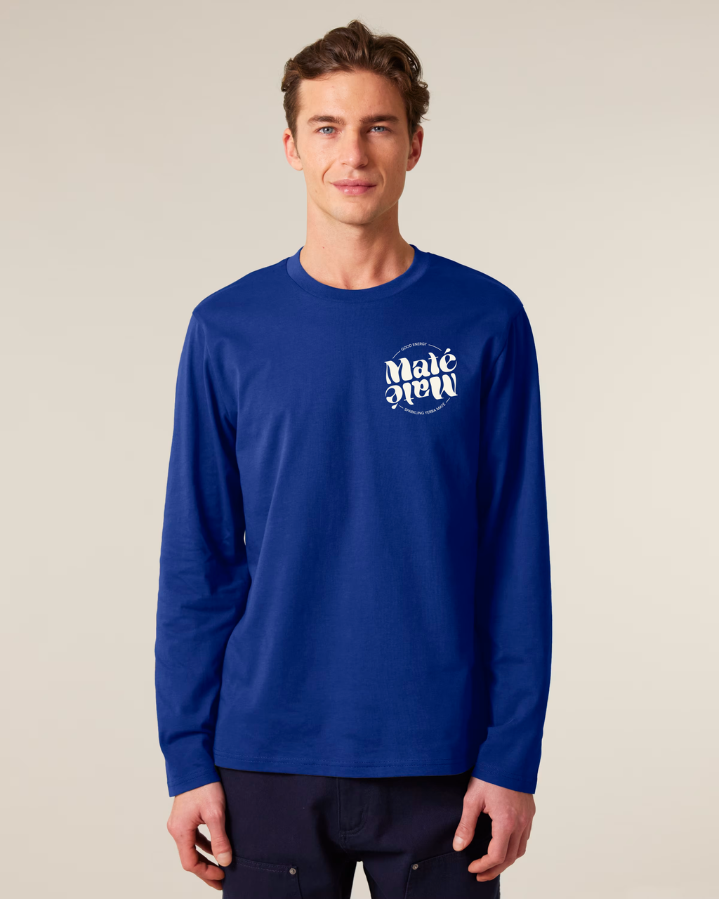 Organic long sleeve-Worker Blue